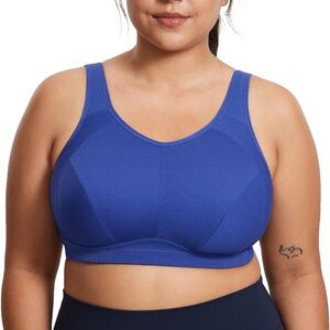 Blue Sports Bra with Wide Straps